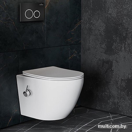 Унитаз подвесной Roxen Antares Bidet в комплекте с инсталляцией StounFix Slim 6 в 1 906342 (кнопка: черный матовый)