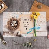 Полотенце Этель Счастья и мира Вашему дому 6261135 (бежевый/голубой/желтый/серый)