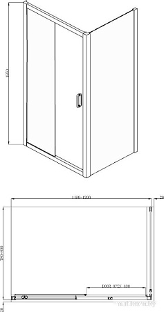 Душевой уголок Adema Glass Line Direct 120x80 (матовое стекло)