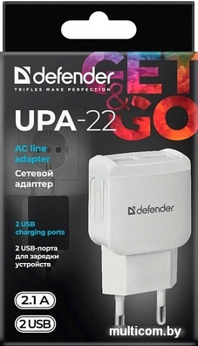 Сетевое зарядное Defender UPA-22 (белый)