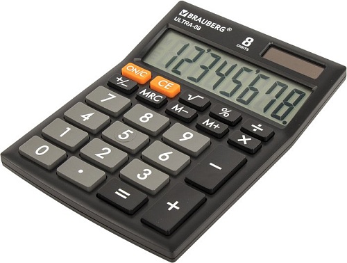 Бухгалтерский калькулятор BRAUBERG Ultra-08-BK 250507 (черный)