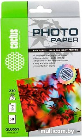 Фотобумага CACTUS Глянцевая 10х15 230 г/м2 50 листов (CS-GA623050)