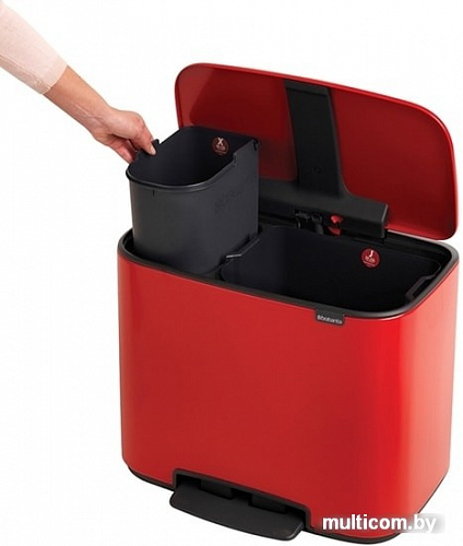 Brabantia Bo Pedal Bin 11л + 23л (пламенно-красный)