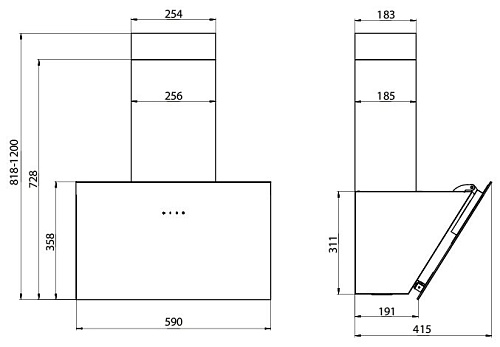Каминная вытяжка ELIKOR Kitchen VG6674BB
