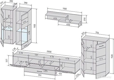 Горка Интерлиния Neo-1 с подсветкой (пепел/белый)