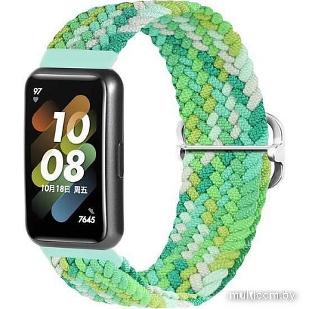 Ремешок Rumi Wick из плетеного нейлона для Huawei Band 7 (салатовый микс)