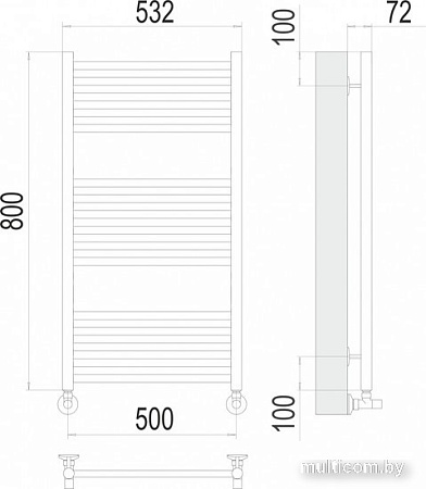 Полотенцесушитель TERMINUS Аврора П16 500х800 нп (сатин)