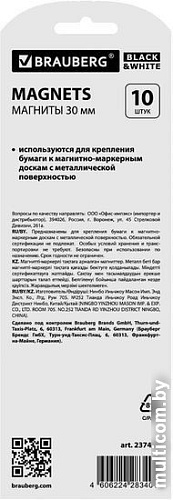 Набор магнитов BRAUBERG Black&White 237466 (10шт)