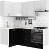 Готовая кухня S-Company Клео глоcс 1.2x2.0 левая (черный глянец/белый глянец)