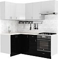 Готовая кухня S-Company Клео глоcс 1.2x2.0 левая (черный глянец/белый глянец)