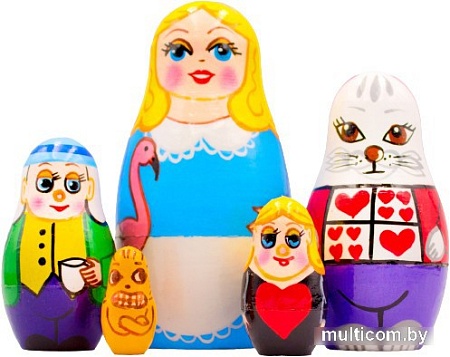 Развивающая игра Брестская Матрешка Алиса в стране чудес (набор 5 шт)