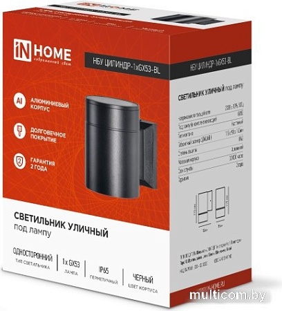 Уличный настенный светильник In Home GX53S-1B-Цилиндр