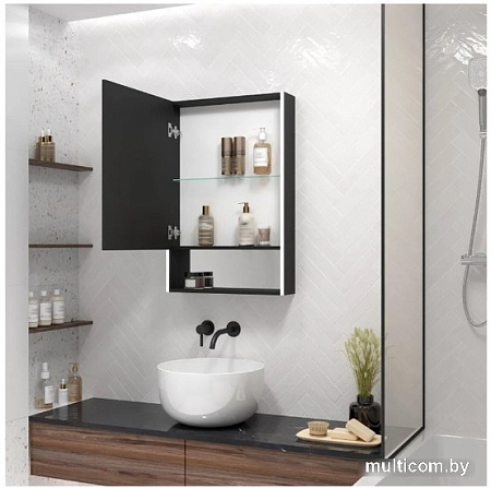 Континент Шкаф с зеркалом Filit Led 60x80 (левый, черный)