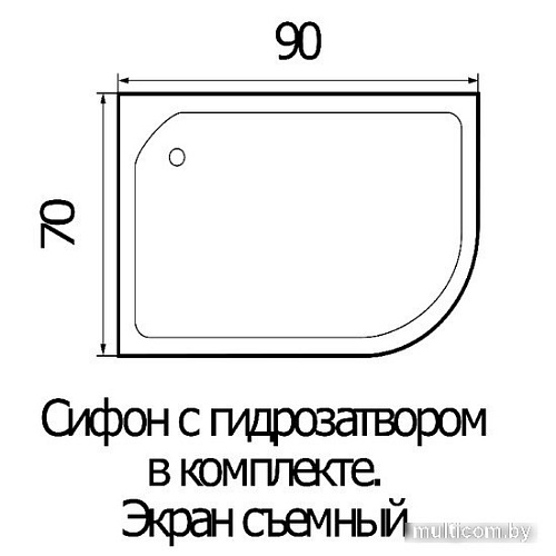 Душевой поддон River Wemor 90/70/24 L