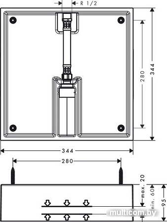 Скрытая часть верхнего душа Hansgrohe Raindance E 400 26254180