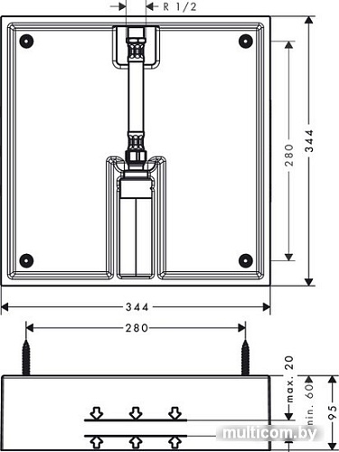 Скрытая часть верхнего душа Hansgrohe Raindance E 400 26254180