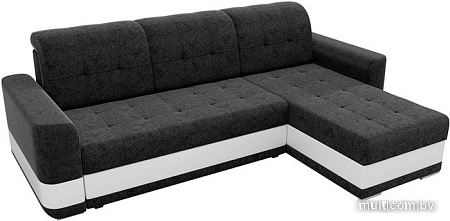 Угловой диван Mebelico Честер 61120 (правый, вельвет черный/экокожа белый)