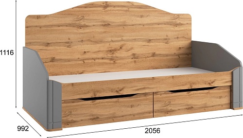 Кровать-тахта Involux Sale 90x200 с ящиками км0144 (серый шифер/дуб натюрель)