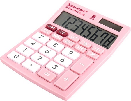 Бухгалтерский калькулятор BRAUBERG Ultra Pastel-08-PK 250514 (розовый)