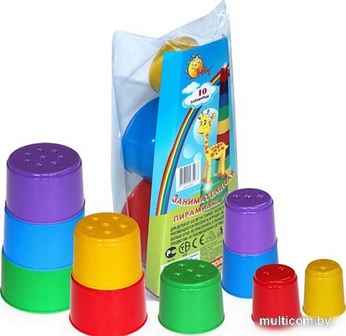 Пирамидка Полесье Занимательная пирамидка 2 (10 элементов, в пакете)