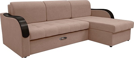 Диван Сириус Лидер-1 c оттоманкой ППУ 260x165 (Eva 02 велюр светло-бежевый)