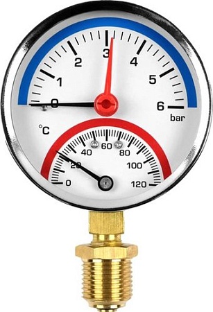 Труба Valfex Термоманометр сантехнический 80мм 1/2" 4 бар 120°С VF.TMN.80.012.04