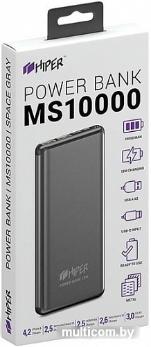 Портативное зарядное устройство Hiper MS10000 (серый)