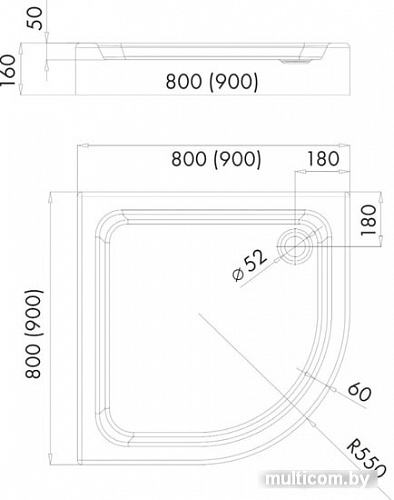 Душевой поддон Iregio 80x80 LDBR322