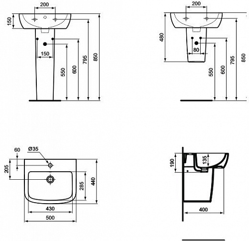 Полупьедестал Ideal Standard Tempo T423001