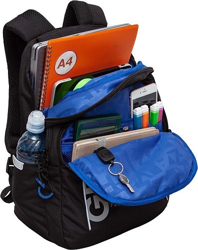 Школьный рюкзак Grizzly RB-452-3f (черный/синий)