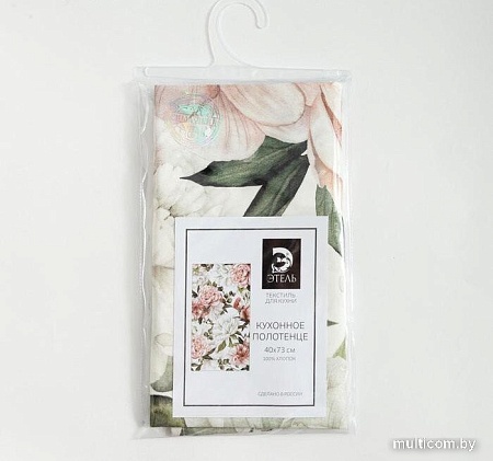 Полотенце Этель Пионы 5376623 (зеленый/розовый)