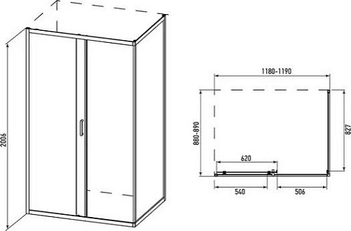 Душевой уголок Alex Baitler 120x90x200 AB14120B1