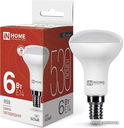 Светодиодная лампочка In Home LED-R50-VC 6 Вт 230В Е14 4000К 530 Лм