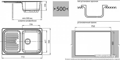 Кухонная мойка GranFest GF-S780L (светло-розовый)
