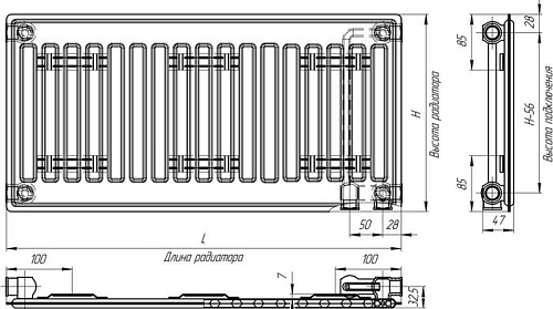 Стальной панельный радиатор Лидея ЛУ 10-507 500x700