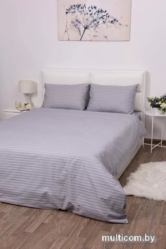 Постельное белье Миланика Темно-серый 175x217 (поплин-страйп)