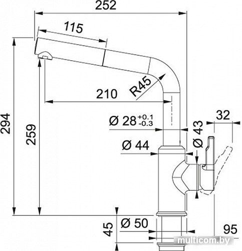 Смеситель Franke Urban 115.0595.089 (серый)