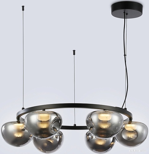 Подвесная люстра Ambrella light LH12003/6 BK/GD/SM (черный/золото/дымчатый)
