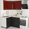 Угловая кухня Хоум Лайн Кристалл 1200х1400 угловой (черный глянец/бургундский глянец)