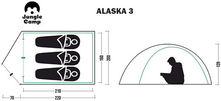 Треккинговая палатка Jungle Camp Alaska 3 (камуфляж)