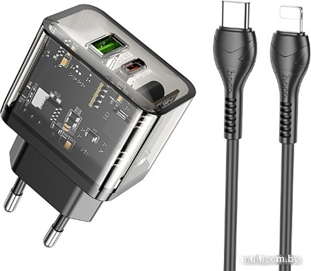 Сетевое зарядное Hoco N34 Lightning (черный)
