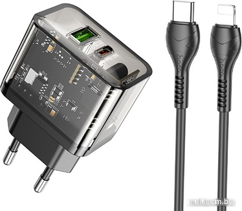 Сетевое зарядное Hoco N34 Lightning (черный)