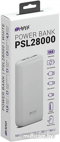 Портативное зарядное устройство Hiper PSL28000 (белый)