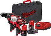 Milwaukee M12 M12BPP2B-421C 4933443497 (шуруповерт, винтоверт, 2 АКБ, кейс)