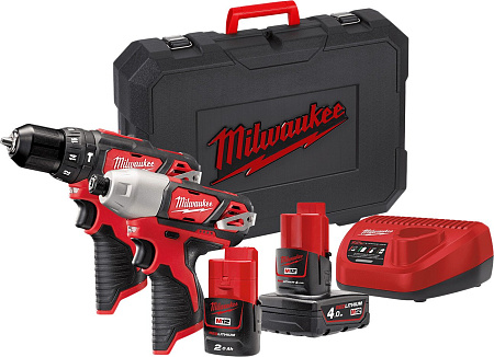 Milwaukee M12 M12BPP2B-421C 4933443497 (шуруповерт, винтоверт, 2 АКБ, кейс)