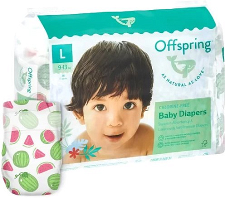 Подгузники Offspring L 9-13 кг Арбузы (36 шт)