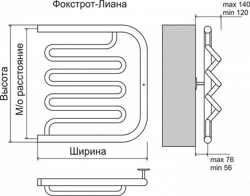 Полотенцесушитель TERMINUS Фокстрот-Лиана AISI (600x500)