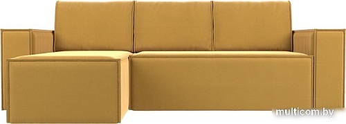 Угловой диван Mebelico Куба угловой 108652 (левый, БНП, микровельвет, желтый)