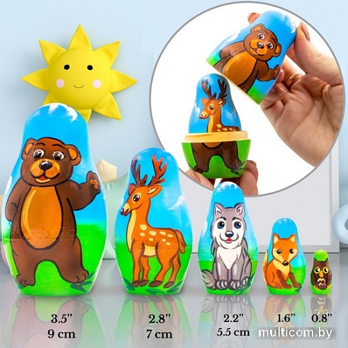 Развивающая игра Брестская Матрешка Лесные животные (набор 5 шт)