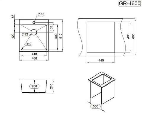 Кухонная мойка Granula GR-4600 (сатин)